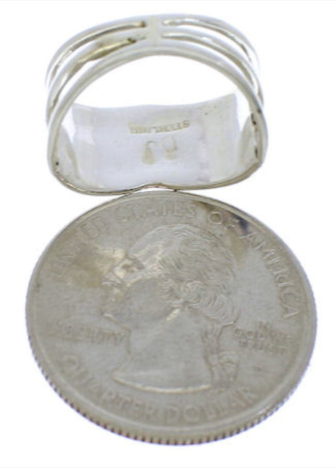 Genuine Sterling Silver Multicolor Inlay Ring Size 8-3/4 VX58486